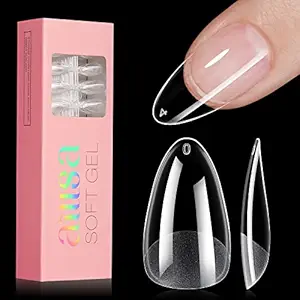 Photo 1 of AILLSA Almond Nail Tips Medium Gel Nails Tips Half Matte Full Cover Gel Tips, 360PCS 12 Sizes Clear Acrylic False Fake Soft Almond Shaped Gelly Nails Tip