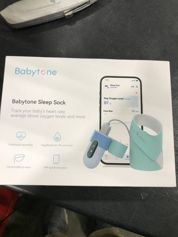 Photo 2 of Babytone Baby Sleep Monitor, Smart Baby Sock Tracking Heart Rate, Oxygen Level and Movement, Wearable Infant Foot Monitor with APP Bluetooth for 0-36 Months Newborn