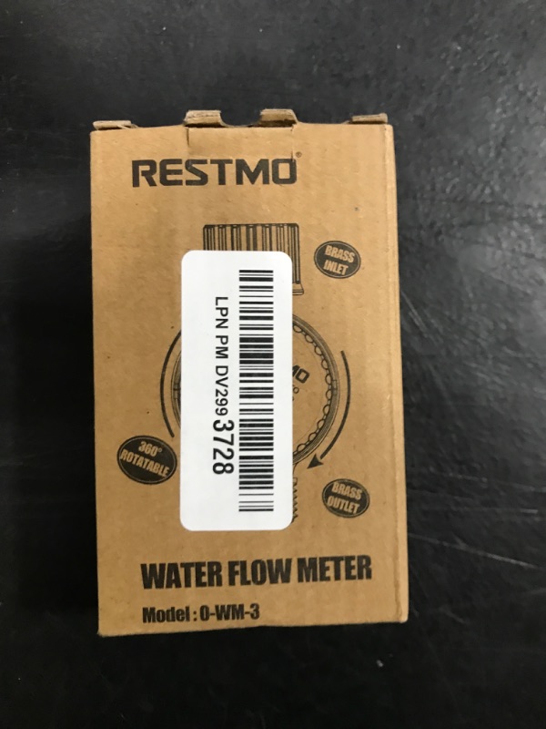 Photo 1 of RESTMO Water Flow Meter with 360° Rotatable Control Panel, Brass Inlet & Outlet, Measure Gallon/Liter Consumption and Flow Rate for Garden Hose Nozzle Watering, RV Water Tank Filling, Lawn Sprinkler