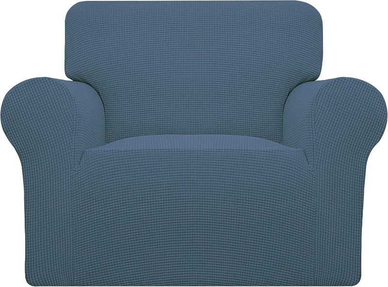 Photo 1 of Easy-Going Stretch Oversized Chair Sofa Slipcover 1-Piece Couch Sofa Cover Furniture Protector Soft with Elastic Bottom for Kids Spandex Jacquard Fabric Small Checks Bluestone