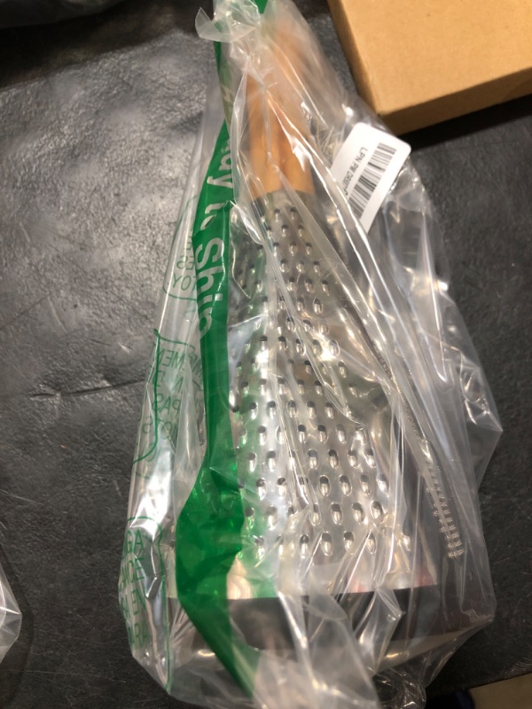 Photo 1 of Kitchen Cheese Grater Handheld, Box Grater Stainless Steel Cheese Shredder, Cone Food Grater 3-sided with Wood Handle