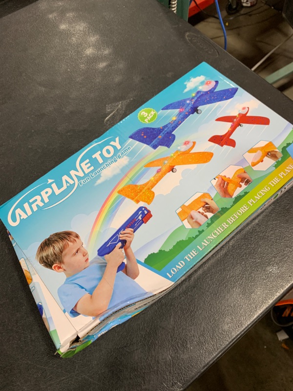 Photo 1 of 3 Pack Airplane Launcher Toy, 12.6" Foam Glider Led Plane, 2 Flight Mode Catapult Plane for Kids Outdoor Sport Flying Toys Gifts for 3 4 5 6 7 8 9 10 12 Year Old Boys Girls