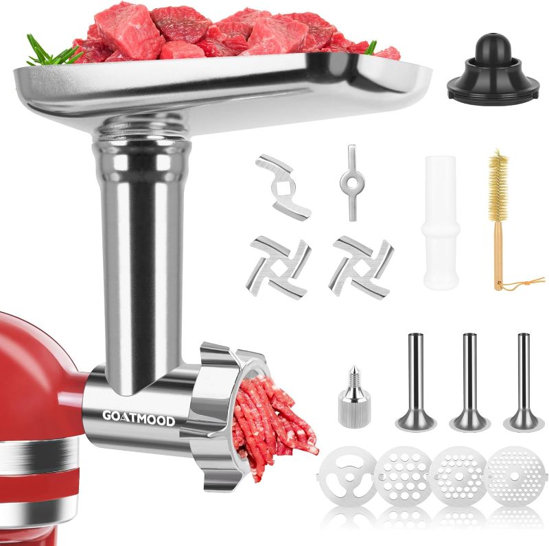 Photo 1 of Stainless Steel Food Grinder Attachment Fit for KitchenAid Stand Mixers, Food Grinder Compatible with Meat Grinder Attachment, Dishwasher Safe, Meat Grinder, Sausage Stuffer
