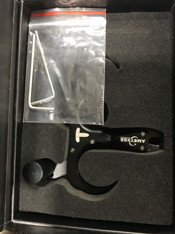 Photo 1 of Compound Bow Aid Releaser with Wrist Straps and Adjustment Tool,Archery Release Aids with 3 Thumb Release Adjustable,Aluminum Alloy Aids.for Left and Right Handers. (Black)