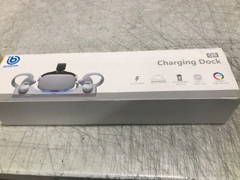 Photo 1 of Bioherm Charging Dock for Oculus Quest 2, Magnetic Charging Station for Meta Quest 2 VR Headset & Controllers, with 2 Rechargeable 2100mAh Batteries, USB-C Charger and Cable, Supports LED Indicator