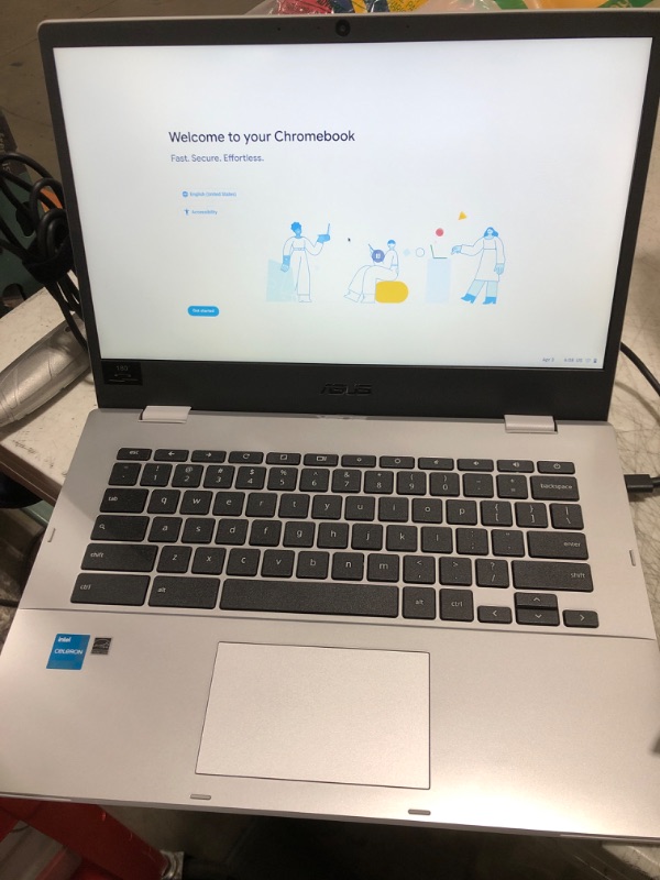 Photo 1 of ASUS Chromebook CX1, 14" FHD, Intel® Celeron N4500 Processor, 64GB Storage, 4GB RAM, ChromeOS, Transparent Silver, CX1400CKA-AS44F