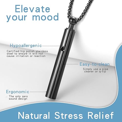 Photo 1 of Anxiety Breathe Easy Necklace Mindfulness Breathing Necklace Breathlace Stainless Steel Pendant for Natural Calm & Stress Relief
