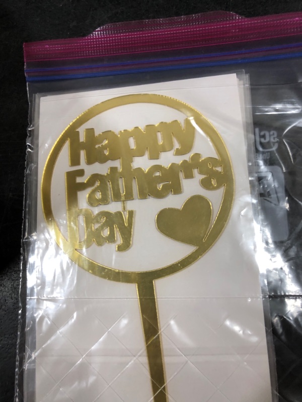 Photo 1 of 6 PCS Gold Happy Father's Day Day Cake Topper We Love Daddy Cake Decoration Dad`s Birthday Cake Toppers for Father's Birthday Party,Father's Day Party Dad Birthday Decorations