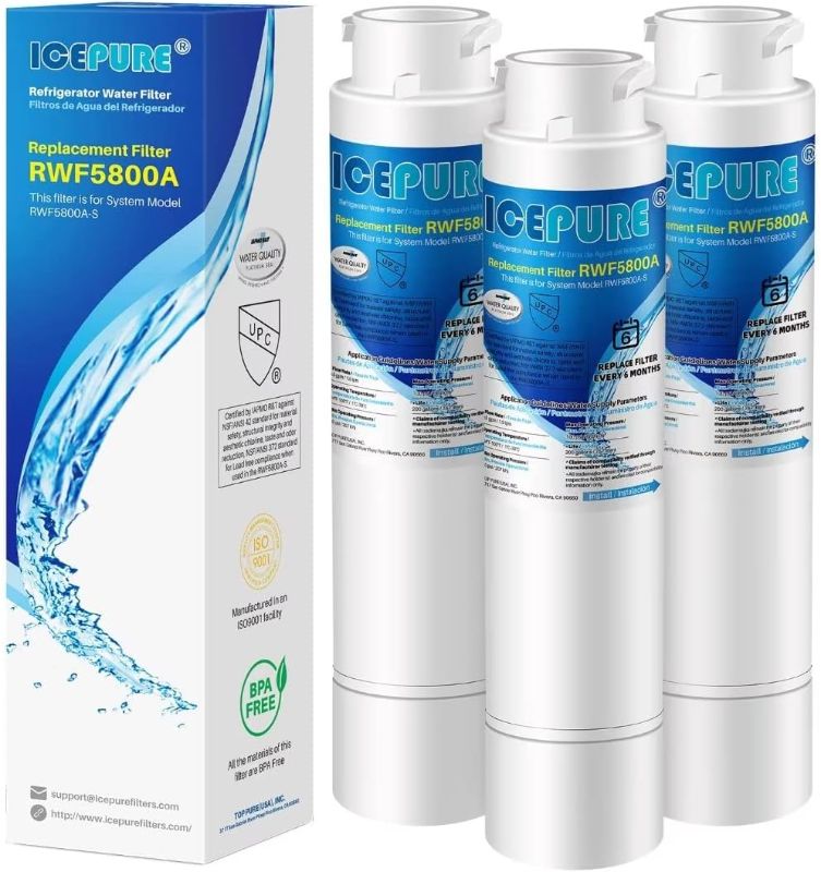 Photo 1 of ICEPURE RWF5800A Refrigerator Water Filter Compatible with Frigidaire EPTWFU01, EWF02, Pure Source Ultra II, 3PACK