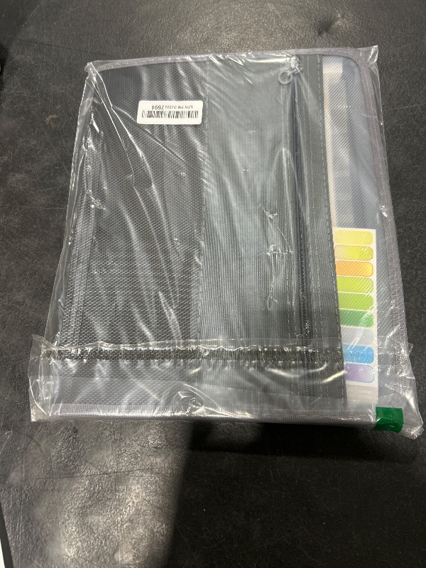 Photo 1 of Sooez Accordion File Organizer with Safe Zipper, 12 Pocket Expanding File Folder with Front Pencil Pouch, Portable Monthly Paper Bill Tax Receipt Organizer, School Office Supplies, Letter Size, Grey