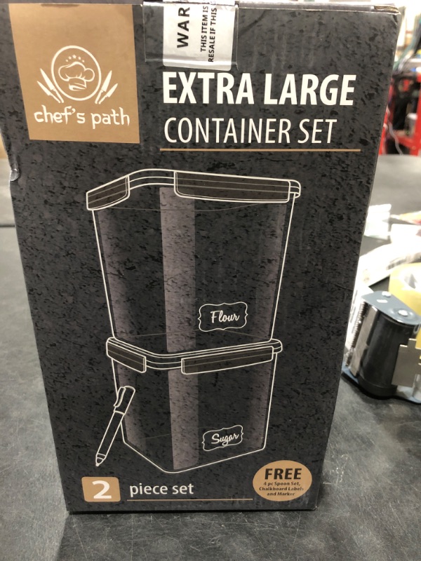 Photo 1 of Chef's Path Large Airtight Food Storage Containers with Lids, Pack of 2, 5.2L, 175Oz, Airtight Kitchen and Pantry Bulk Canisters for Flour, Sugar, Rice, and Baking Supplies - Transparent