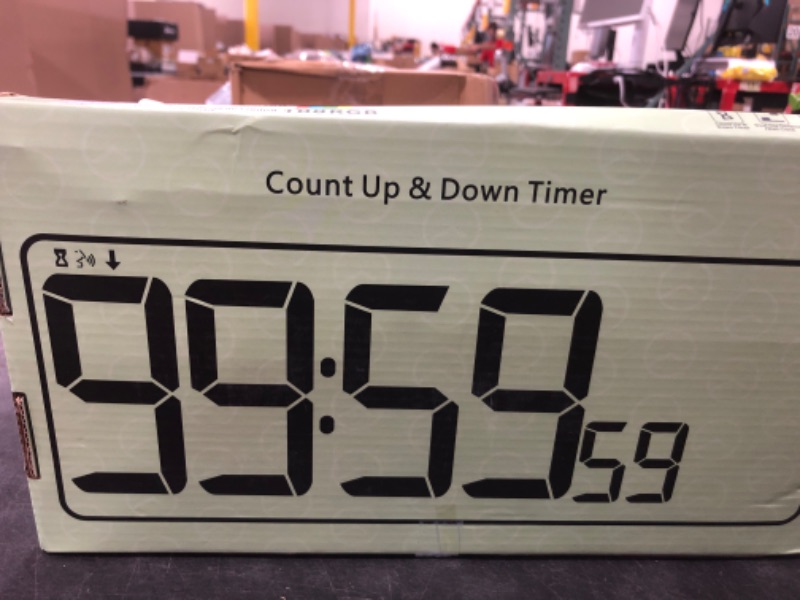 Photo 1 of Large Digital Wall Clock Timer 13.5" Large Display Available In 11 Color Modes LED Wall Clock with Temperature Day of the Week Clock Auto-Dimming for Home Gym Office 2 Groups Alarm 25 Music Ringtones