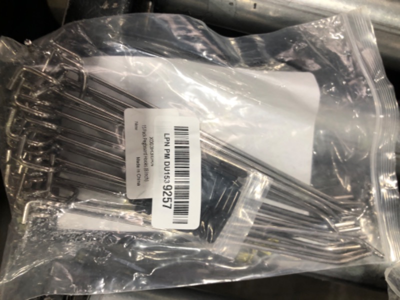 Photo 1 of 15 Pack Pegboard Hooks 8 Inch L Shape Galvanized Metal Heavy Duty Peg Hooks with 50Pcs Rubber Tipped Fit for 1mm/4inch Thick Peg Board Pegboard Hook for Organizer Garage Kitchen Office Store