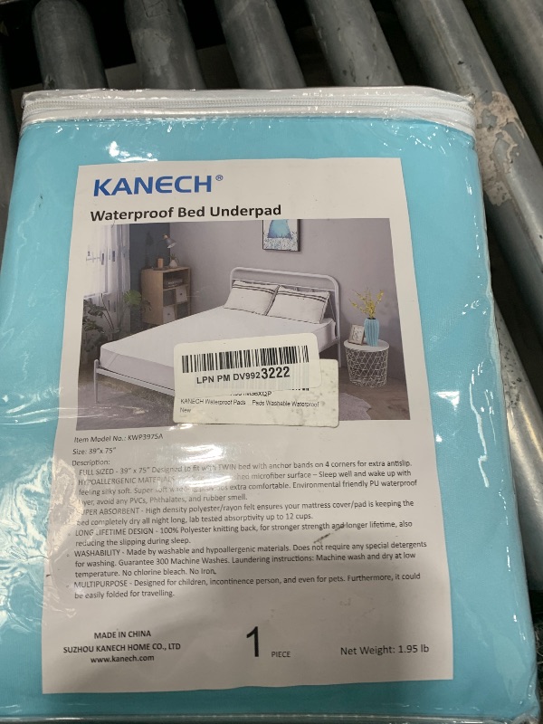 Photo 1 of KANECH Twin Size Bed Pads Washable Waterproof (39"x75") with Straps (1 Pack) ,Heavy Absorbency Waterproof Mattress Pad for Adults and Kids