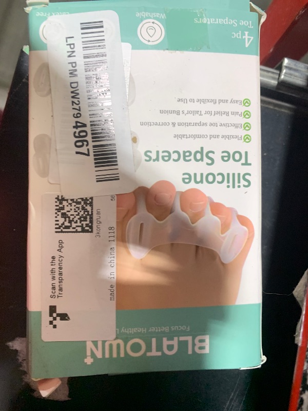 Photo 1 of BLATOWN 2Pairs Toe Spacers Silicone Gel Toe Separators Correct Women Men Bunion Toes, Soft Toe Spreaders, Hammer Toes Corrector, Big Toe Straightener for Plantar Fasciitis, Foot Relief(Clear)