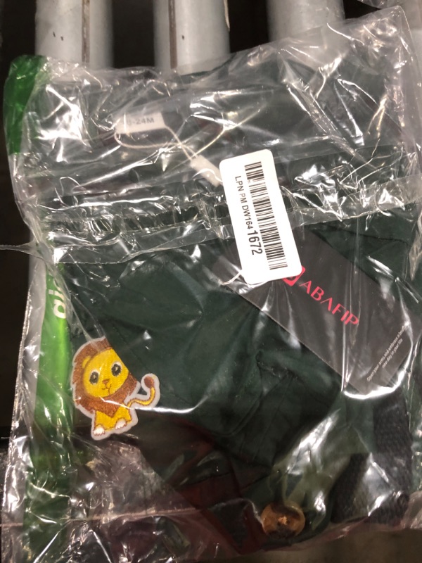 Photo 1 of ABAFIP Baby Girl Toddler Boy Safari Birthday Outfit Wild Zoo Short Sleeve One Piece Romper Jumpsuit with Belt Hat Cake Smash Clothes Dark Green 18-24 Months