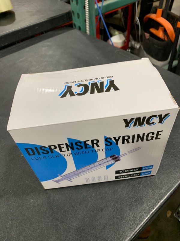 Photo 1 of 100 Pack 10ml Syringes with Cap, Luer Slip Tip, 10cc syringe Whole Pack Bulk Sterile Sealed, No Needle