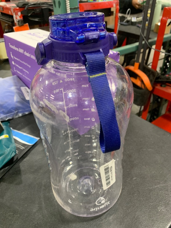 Photo 1 of AQUAFIT 128 oz Water Bottle With Time Marker - 2in1 Straw & Chug Lid - BPA Free Big Jug With Strap - Gym Bottle (128 Ounces, Clarity)