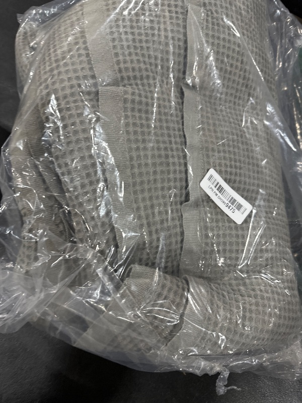 Photo 1 of 100% Cotton Blankets Queen Size for Bed - Waffle Weave Blankets for Summer, Lightweight and Breathable Soft Woven Blanket for Spring, White, 90x90 Inches (Light Grey, Queen (90" x 90"))