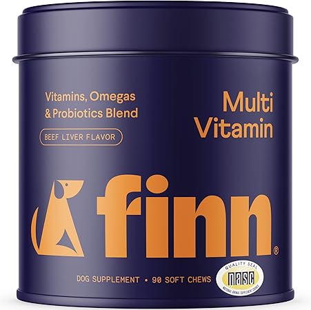 Photo 1 of Finn All-in-1 Dog Multivitamin - Everyday Multivitamin Supplement for Dogs with Probiotics, Omega-3s, Glucosamine | Gut & Immune Health, Joint Support, Heart Health | 90 Soft Chews- EXP 11/10/2025
