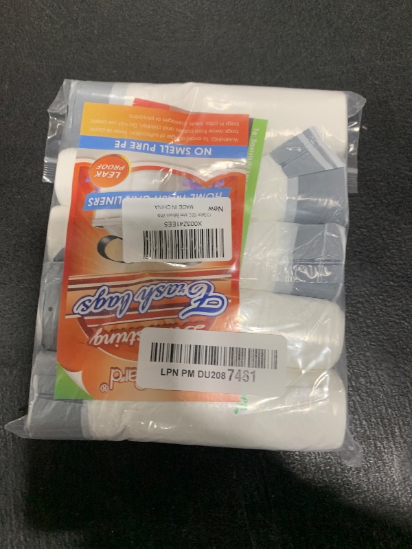 Photo 1 of 1.3 Gallon 100 Counts (fit 1.3-1.5 Gal) Mini Drawstring Trash Bags Garbage Bags by RayPard, 4-5L Small Plastic Trash Can Liner fit 1,1.2-1.5 Gal Waste Basket for Home Office Kitchen Bathroom, White
