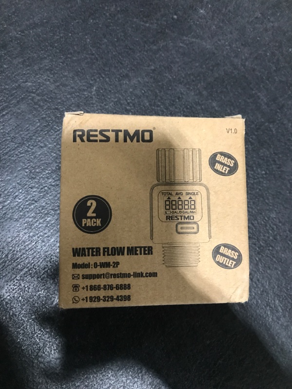 Photo 1 of [2 Pack] RESTMO Water Flow Meter, Pure Brass Inlet & Outlet | 4 Measure Modes | Display Gallon/Liter Usage and Flow Rate | Ideal to Outdoor Garden Hose, Lawn Sprinkler Watering, RV Water Tank Filling