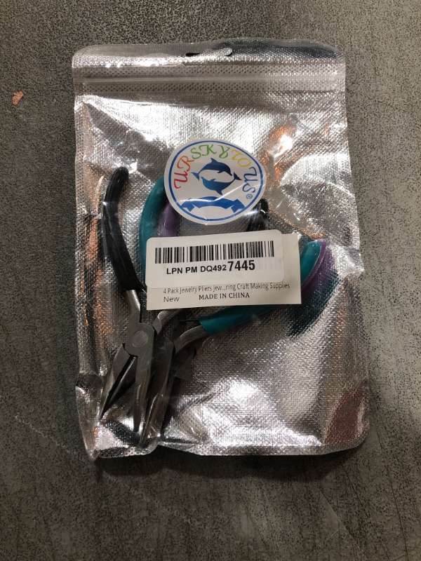 Photo 1 of 4 Pack Jewelry Pliers Jewelry Making Pliers Tools Kit with Needle Nose Pliers/Chain Nose Pliers, Round Nose Pliers, Bent Nose Pliers, Wire Cutters for Wire Wrapping Earring Craft Making Supplies