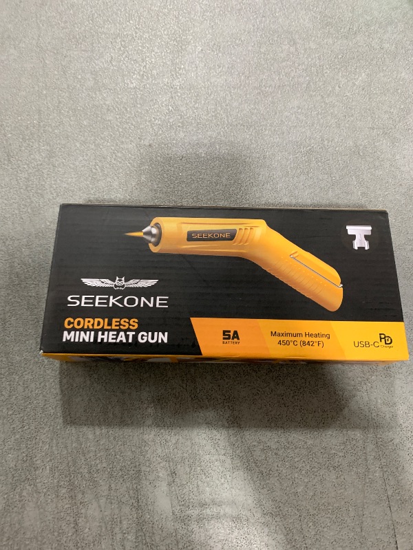 Photo 2 of SEEKONE Cordless Mini Heat Gun with 4-Temp Settings (Up to 842°F/450°C) and Memory Function, 3.6V Lithium Hot Air Gun, USB Charge with Reflector Nozzle for Crafting, Resin Heating and Shrink Wrapping