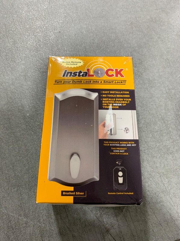 Photo 2 of InstaLock Smart Remote Door Lock for Existing Deadbolt - Installs in 30 Seconds - Enjoy Automatic Keyless Entry with Tool Free Installation - Includes Conversion Kit and Two Wireless Remotes (Silver)