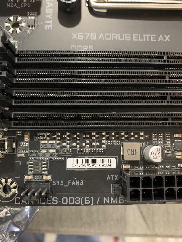 Photo 3 of GIGABYTE X670 AORUS Elite AX (AM5/ LGA 1718/ AMD/ X670/ ATX/ 5 Year Warranty/ DDR5/ Quad M.2/ PCIe 5.0/ USB 3.2 Gen2X2 Type-C/AMD WiFi 6E/ 2.5GbE LAN/Q-Flash Plus/M.2 EZ-Latch/Gaming Motherboard)