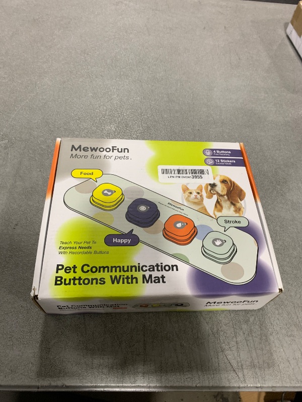 Photo 2 of MEWOOFUN Dog Buttons Talk, Recordable Dog Talking Training Buttons for Communication, Dog Clicker for Training with Training Manual, Mat and Stickers, Talking Buttons for Dogs?4 Packs?