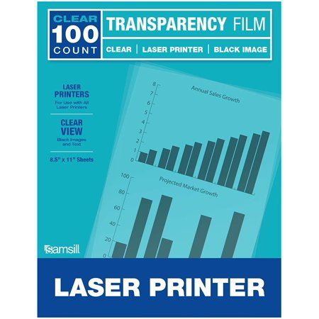 Photo 1 of Samsill Economy Transparent Printer Sheets Projector Film Clear Transparency Film for Laser Jet Printers 8.5 X 11 Inch Sheets - Black Image Only B