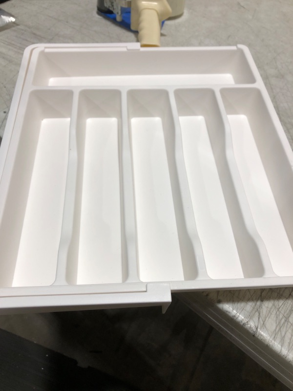 Photo 1 of Lifewit Silverware Drawer Organizer, Expandable Utensil Tray for Kitchen, BPA Free Flatware and Cutlery Holder, Adjustable Plastic Storage for Spoons Forks Knives, Large, White