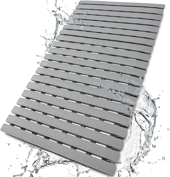 Photo 1 of BEMISO Shower Mat Non Slip Bathtub Mat with Suction Cups and Drain Holes 27.5 x15.7 Inch Bath Mat for Tub & Shower.Easy Dry,Easy to Cut,Eco-Friendly