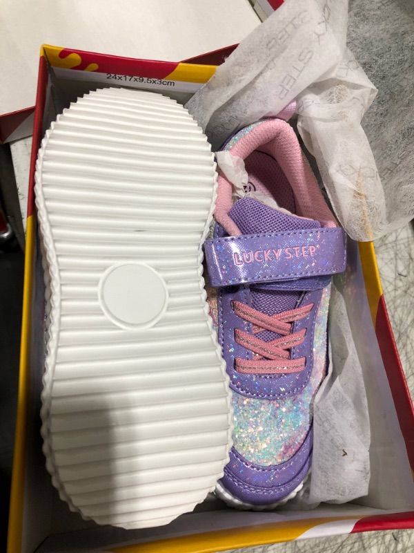 Photo 1 of LUCKY STEP Kid's Glitter Running Sneaker Sparkly Braided Shiny Bling Princess Shoes School Athletic Walking Shoes for Children/Boys/Girls (Purple Glitter,Little Kids 12)