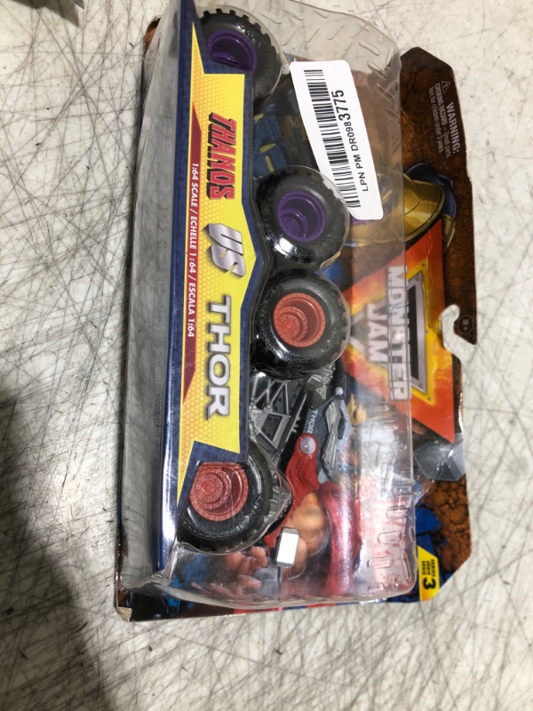 Photo 1 of Monster Jam, Marvel Official Thanos Vs. Thor Die-Cast Monster Trucks, 1:64 Scale, Kids Toys for Boys and Girls Ages 3 and up