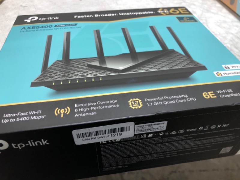 Photo 1 of TP-Link AXE5400 Tri-Band WiFi 6E Router (Archer AXE75)- Gigabit Wireless Internet Router, ax Router for Gaming, VPN Router, OneMesh, WPA3, Black