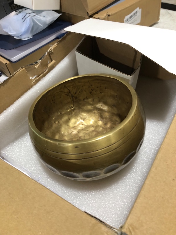Photo 1 of Automatic Tibetan Singing Bowl Machine - 6" Handmade Brass Bowl & Wooden Case, Electric Singing Bowl, RANDOM or FIXED Interval Strikes, Real Hand Movement, Hands-Free Meditation, Pomodoro Timer Clock