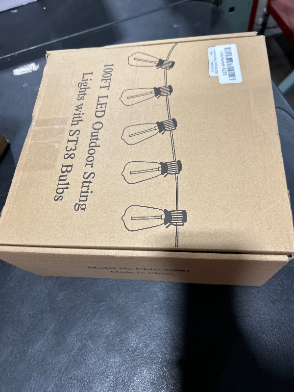 Photo 1 of Brightever LED Outdoor String Lights 100FT Patio Lights with 52 Shatterproof ST38 Vintage Edison Bulbs, Outside Hanging Light Waterproof for Porch, Deck, Garden, Backyard, Balcony, Dimmable 2700K