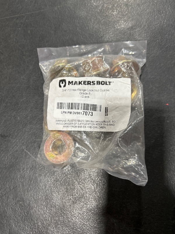 Photo 1 of 3/4"-10 (10 Pack) Grade 8 Prevailing Torque Hex Flange Lock Nut, Coarse Thread, Yellow Zinc by Makers Bolt