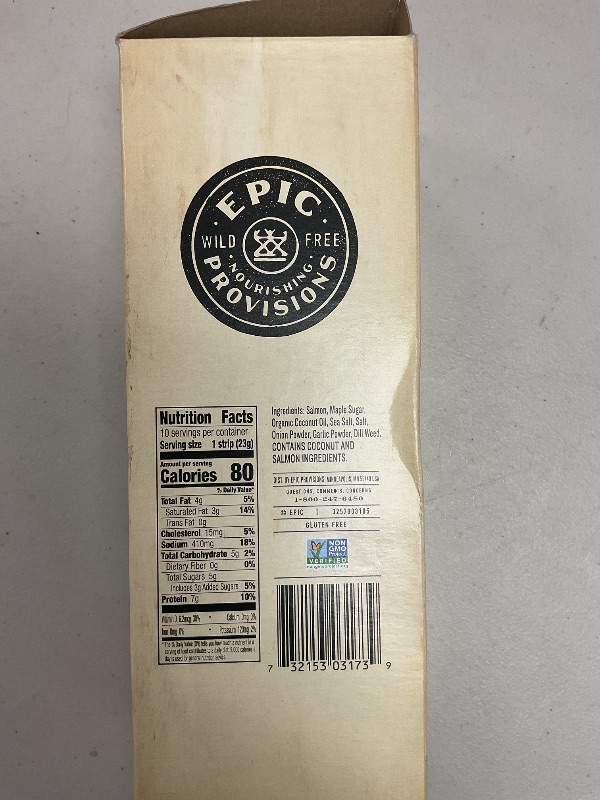 Photo 2 of EPIC Snack Strips, Smoked Salmon, Paleo Friendly, 0.8 oz Strips, 10 ct