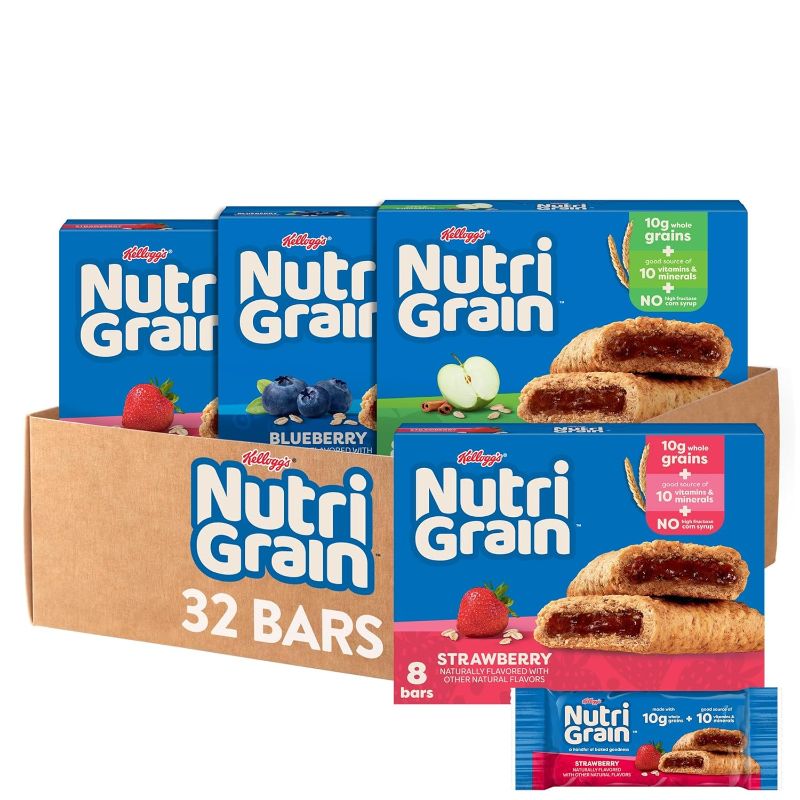 Photo 1 of Nutri-Grain Soft Baked Breakfast Bars, Kids Snacks, Whole Grain, Variety Pack (4 Boxes, 32 Count) -- EXP MAY 23 2025