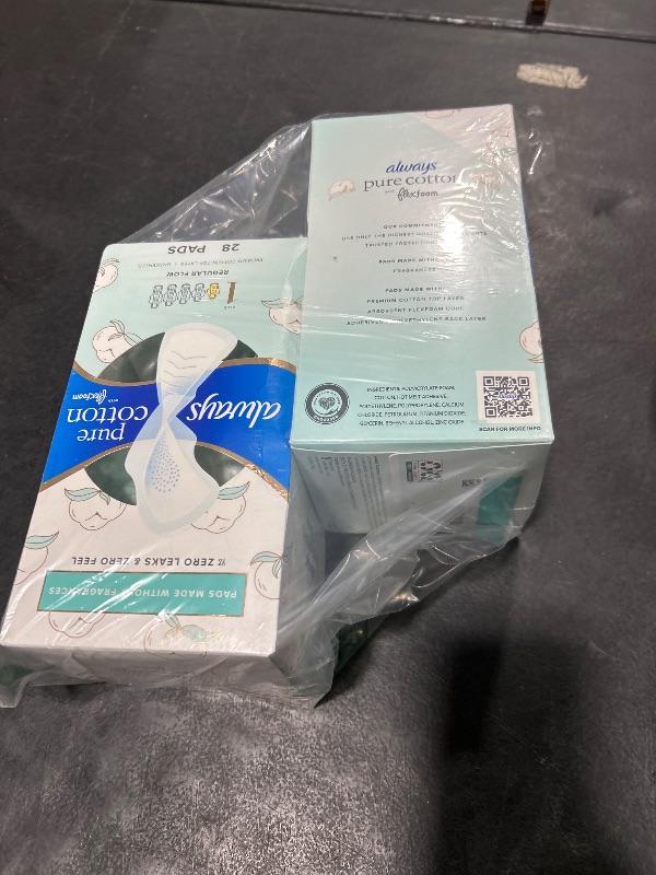 Photo 1 of Always Pure Cotton with Flexfoam Pads, Size 1,Regular Absorbency 28 Count (Pack of 3)