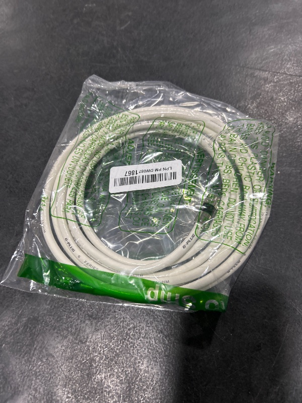 Photo 1 of G-PLUG 10FT RG6 Coaxial Cable Connectors Set – High-Speed Internet, Broadband and Digital TV Aerial, Satellite Cable Extension – Weather-Sealed Double Rubber O-Ring and Compression Connectors White