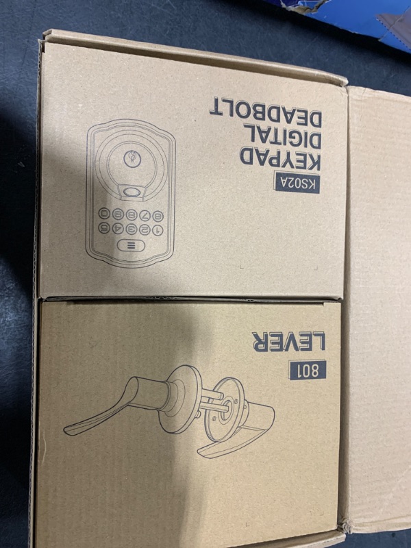 Photo 1 of Veise Fingerprint Door Lock with 2 Lever Handles - Keyless Entry Door Lock, Electronic Keypad Deadbolt, Digital Smart Code & Front Handle Sets, Auto-Locking, Easy Installation, Oil Rubbed Bronze