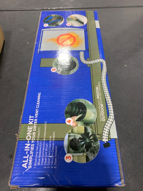 Photo 1 of Holikme Dryer Vent Cleaner Kit, Dryer Cleaning Tools, Include Dryer Vent Brush, Omnidirectional Blue Dryer Lint Vacuum Attachment, Dryer Lint Trap Brush, Vacuum & Dryer Adapters