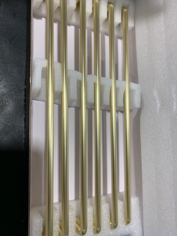 Photo 1 of Goo-Ki 6 Pack Brushed Brass Cabinet Handle Drawer Pulls, 12.6 Inch(320mm) c-c Solid Zinc Alloy Modern Bar Pull Kitchen Hardware for Closet Dresser Wardrobe Cupboard Furniture