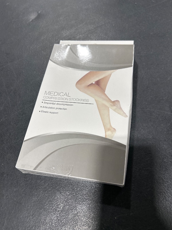 Photo 1 of Medical Compression Thigh High Anti Embolism Stockings 15-20mmHg, for Edema, Varicose Veins, Swelling with Inspection Hole, Women & Men