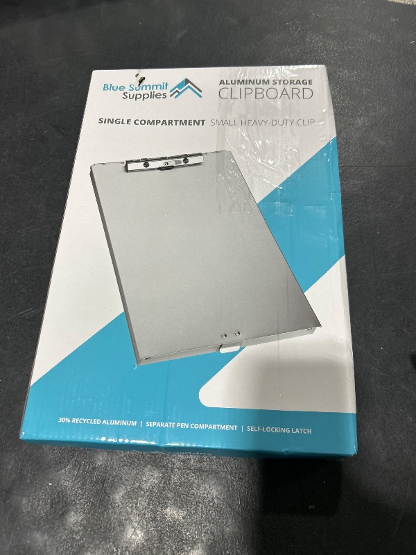 Photo 1 of Blue Summit Supplies Aluminum Storage Clipboard, 1 Compartment, Clip for Letter Paper, Great for Office, Jobsite or Classroom