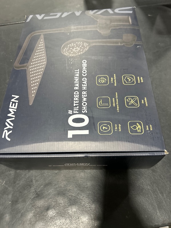 Photo 1 of Ryamen Upgraded Dual Shower Heads Combo, 10 inch Filtered Shower Head with Handheld, 3-Way Rain Shower Head with Filters, 7 Settings Handheld Spray, High Pressure, Height Adjustable (Black)